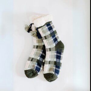 Gyal Bashy - Adult Knit Slipper Socks With Sherpa Lining - Forest Green